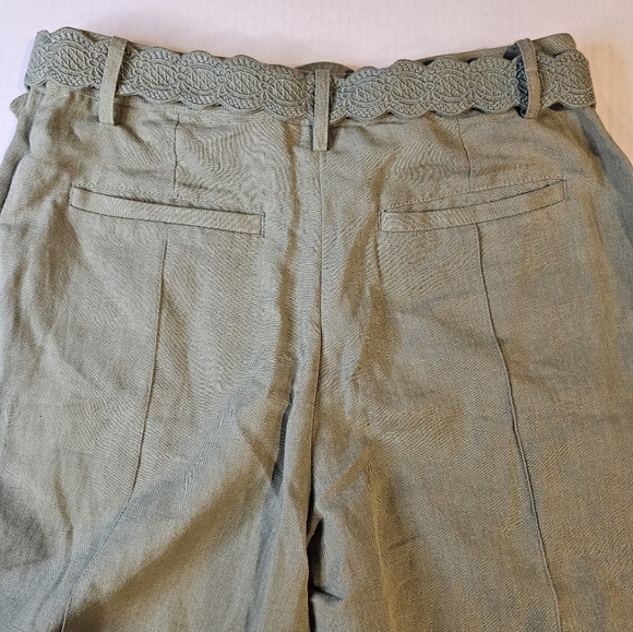 Hemant & Nandita Green Flared Pants W Embroired  Belt Wide Leg W Eyelets Small - Picture 9 of 12